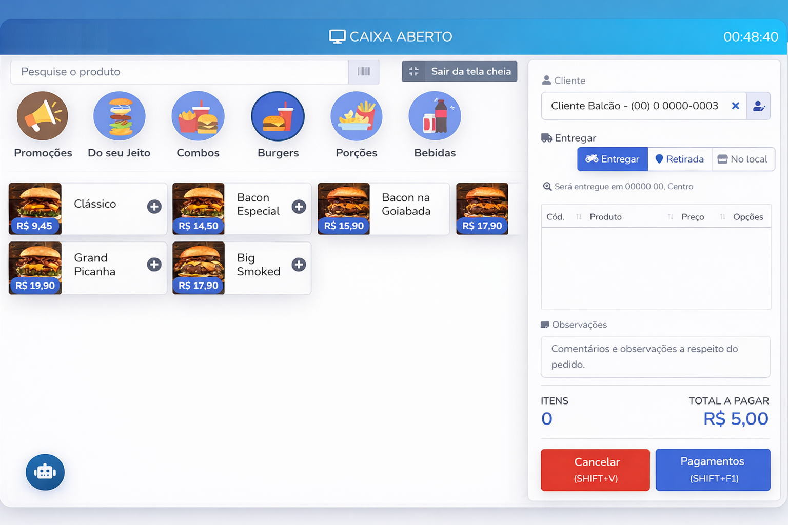 Tela de pedidos do sistema VNDX Tecnologia & IA 